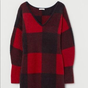 H&M Knit Dress- Red/black plaid